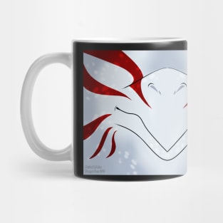 White with Red Stripes Dragon Mask Mug